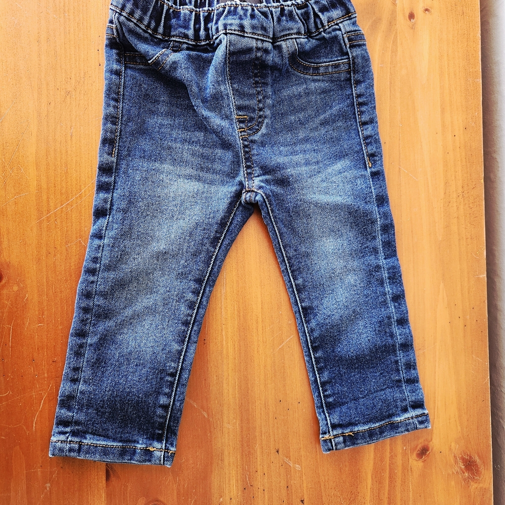 7 For All Mankind 12m Dark Blue Elastic-Waist Denim Pants